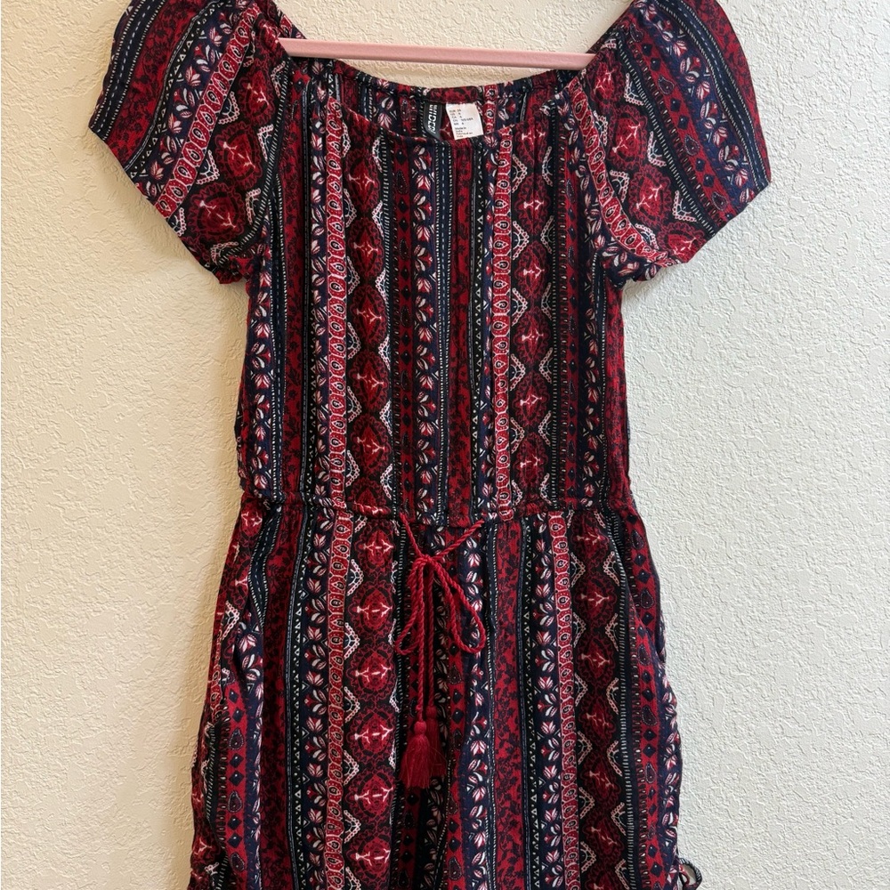 H&M Divided Romper in a dark boho multicolored print with Pockets  size 6